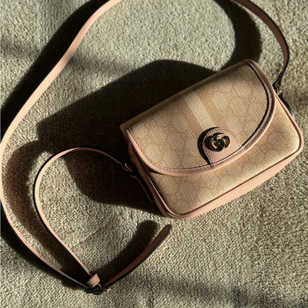 Gucci Beige Crossbody Bag GG Coated Canvas Mini